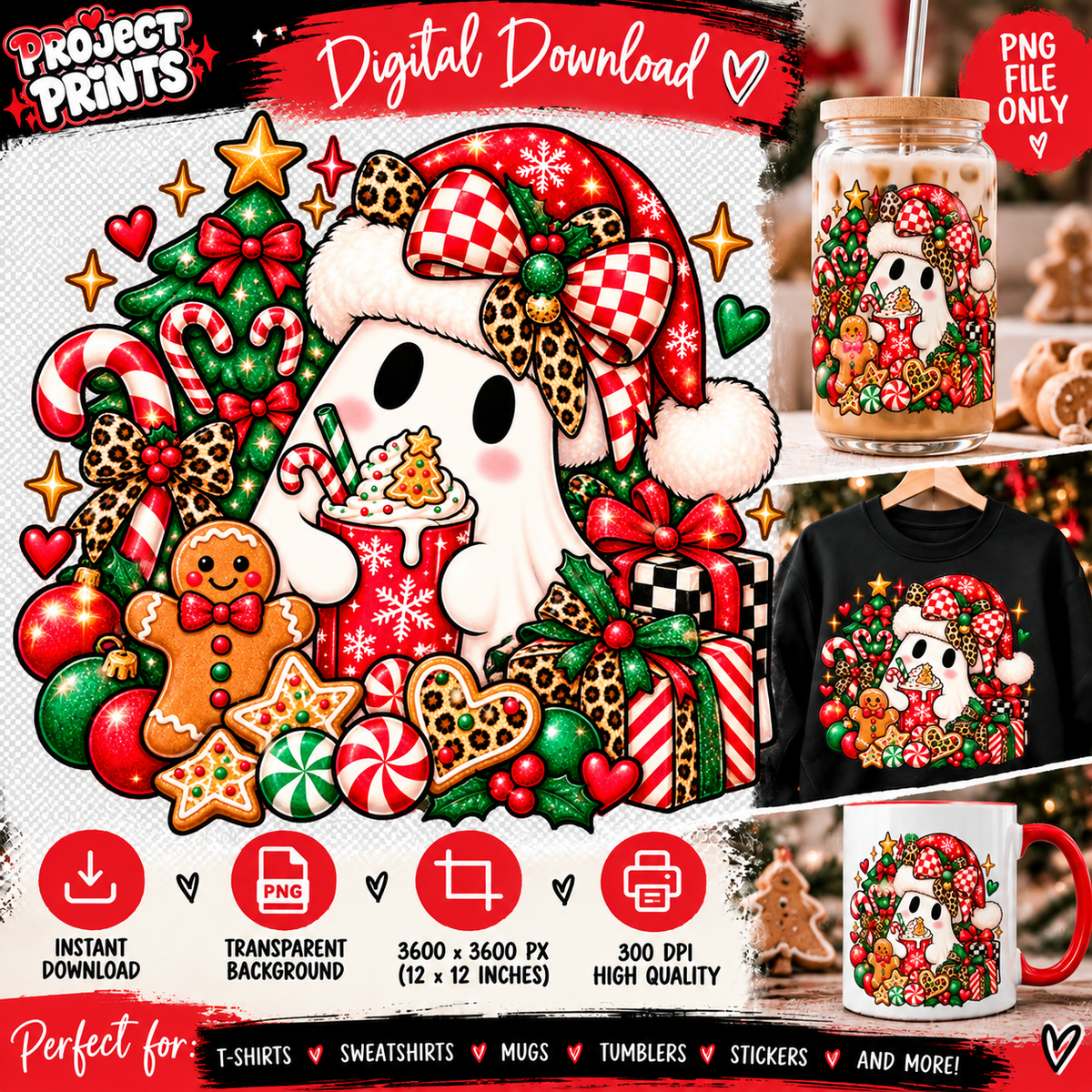 Cute Christmas Ghost PNG