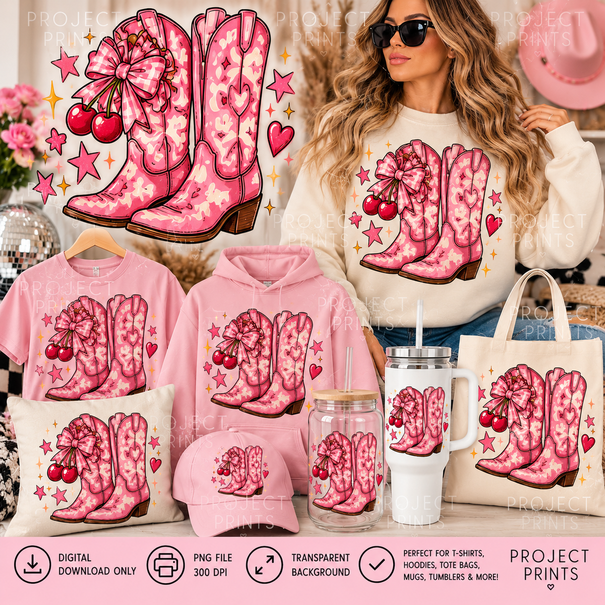 Pink Cowgirl Boots PNG
